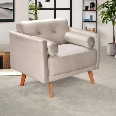 Imagem de Poltrona Moderna Decoração Sala, Varanda, Recepção Luma Bege Claro