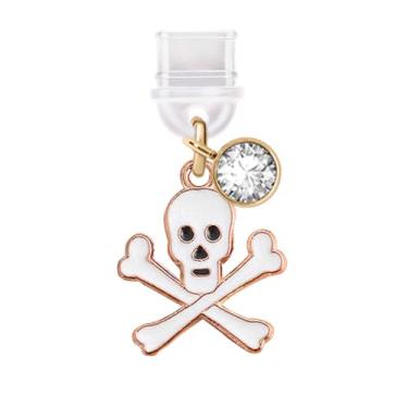 Imagem de ELISE & FONDA TP426 Tipo-C porta de carregamento USB plugue antipoeira Halloween pirata caveira pingente de celular para iPhone 15/Samsung/OnePlus/Xiaomi/oppo telefones Android (branco), approx. 1.8