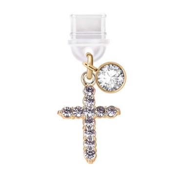 Imagem de ELISE & FONDA Porta de carregamento tipo C TP320 plugue antipoeira ouro cristal cruz pingente para celular Samsung/OnePlus/Xiaomi/oppo Android iPhone 15/16 (dourado), approx.1.5 cm (L) x 0.4 cm (D) x