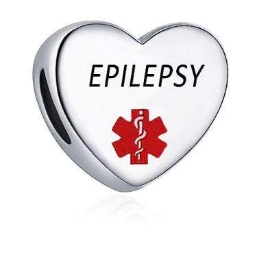 Imagem de GMXLin Pulseira feminina Pandora com pingente de alerta médico e coração diabético com gravação a laser de primeiros socorros, Cobre, Cobre