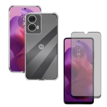 Imagem de Capa Capinha Anti Impacto + Película Privacidade 3D Para Moto G24 Tela De 6,56 Polegadas - (Bluepink)