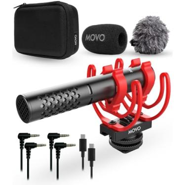 Imagem de Movo X1-Mini microfone espingarda de vídeo para câmera – Supercardioide 3,5 mm/USB-C Microfone analógico/digital para DSLR, iPhone e smartphones Android, computadores – Compatível com Canon EOS,