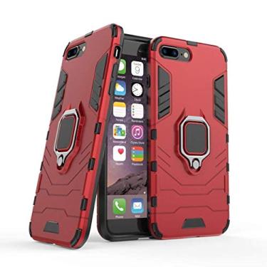 Imagem de Compatível com Apple iPhone 7 Plus, iPhone 8 Plus Capa Prova de Choque de Camada Dupla, Anel Giratório de 360 com Suporte de Celular para Carro (Vermelho)