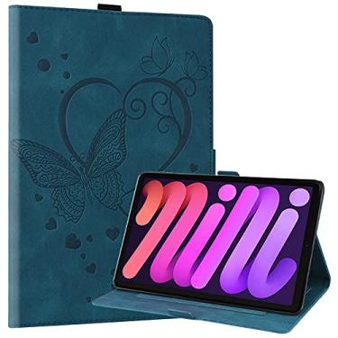 Imagem de Dteck Capa protetora de couro PU para iPad mini (A17 Pro/A15) 7/6ª geração versão 2024/2021 (21.1 cm), capa protetora de couro PU com função hibernar e ficar de pé automática/compartimentos para