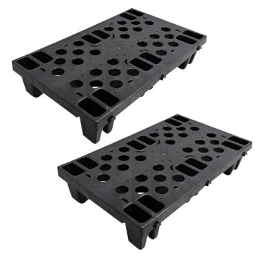 Imagem de Paletes de plástico, 2 peças de paletes de piso impermeáveis leves à prova de umidade, palete interligada com grades respiráveis, para interior e exterior, garagens, cozinha, porão e mais (11,8 * 19,7