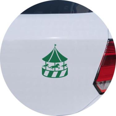 Imagem de Adesivo de Carro Carrossel com Cavalos Infantil - Cor Verde - Melhor A