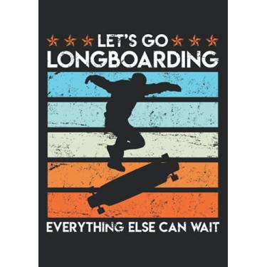 Imagem de Notizbuch A4 kariert mit Softcover Design: Let s go longboarding Vintage Longboard Skateboard Surf: 120 karierte DIN A4 Seiten