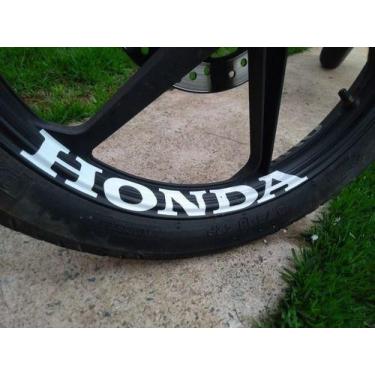Imagem de 8 Adesivos Honda Branco Para Rodas De Liga Leve Motos 28X3,5 - Imprima