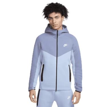 Imagem de Nike Moletom masculino com capuz e zíper completo Sportswear Tech Fleece Windrunner (FB7921-060, antracite/preto), Azul arsenal claro/ardósia cinza/branco, GG