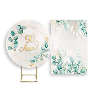 Imagem de Painel De Festa Redondo 1,50x1,50 + Painel Vertical 1,50x2,20 - Folhag