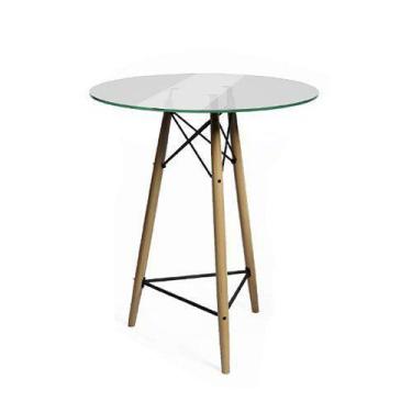 Imagem de Bistrô Eames Redonda Vidro Base Madeira 60cm - House Design