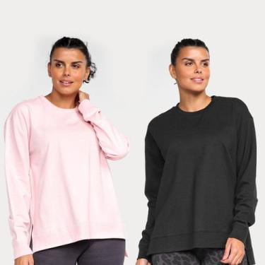Imagem de Kit Blusa Moletom Gonew Oversized Feminina - 2 Peças, Rosa claro, M