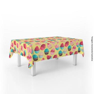 Imagem de Toalha de Mesa Retangular Cupcakes 220x150cm - PRESENTE-BRINDE, Amarel