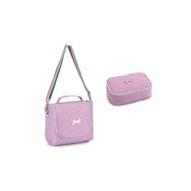 Imagem de Kit Escolar Meninas Lilás Lancheira Térmica + Estojo Box  - Clio