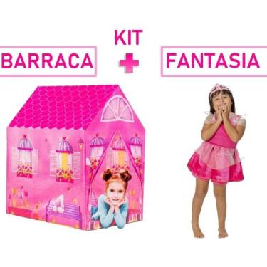 Imagem de Casinha Barraca Rosa Grande 102Cm E Vestido Para Meninas - DM Toys
