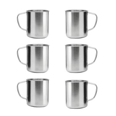 Imagem de Genérico, Caneca Xicara Aço Inox 250ml Bar Restaurante Acampar 6un