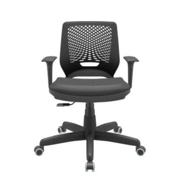 Imagem de Cadeira de Escritório Giratória Beezi Braço Regulável Encosto Preto Re