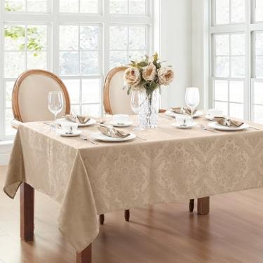 Imagem de Elrene Toalha de mesa Home Fashions Caiden Elegance Damasco impermeável, resistente a manchas e rugas, 132 cm x 178 cm Oblonga/Retângulo, Taupe