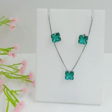 Imagem de Conjunto Quadrado Banho Steel 100111 - Shekináh Joias , Verde