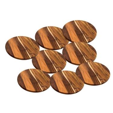 Imagem de Kit 8 Tábuas 45Cm De Madeira Teca Para Cortar E Servir Pizza - Brasa S