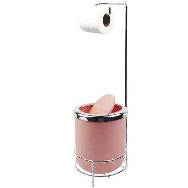 Imagem de Suporte Porta Papel Higiênico lixeira Rosa 5L Com Tampa Basculante Red
