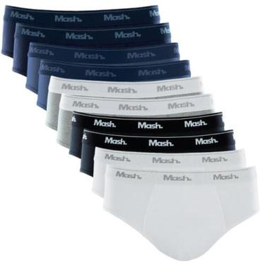 Imagem de Kit com 10 Cuecas Mash Slip de Algodão Cotton Masculina, GG, Multicor 