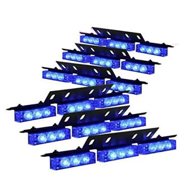 Imagem de PACASK 54 luzes estroboscópicas de LED piscantes para veículos de emergência barra de luzes estroboscópicas para grade de para-brisa (azul)