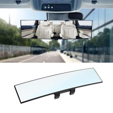Imagem de WINUERK Espelho retrovisor de carro, espelho grande angular, espelho retrovisor transparente HD com clipe interno, espelho retrovisor panorâmico convexo de 29,5 cm para reduzir efetivamente o ponto