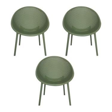 Imagem de Kit 3 Poltronas Área Externa de PP Marina com Base Desmontável Verde G56 - Gran Belo