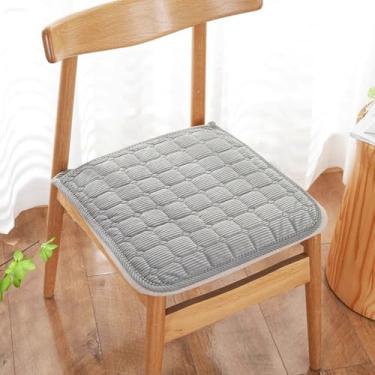 Imagem de PENGKTXXY Almofada de assento de cor sólida espessa para inverno, durável, com laços, antiderrapante, almofada de cadeira removível para quatro estações, para cadeira de escritório, cadeiras de jantar