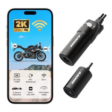 Imagem de INNOVV Câmera frontal e traseira para motocicleta K6 2K QHD+1080P, IP67 à prova d'água com Wi-Fi, detecção G-sensor de colisão, ângulo dourado de 120°, suporta 256 GB (cartão SD não incluído)