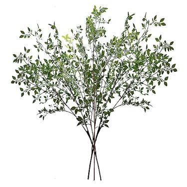 Imagem de SFTYUFS 3 peças de folhas de plantas artificiais 43,3 Nandina Domestica galhos de vegetação sintética caules folhas spray de plantas de seda ramos para vasos arranjos florais buquês decoração de