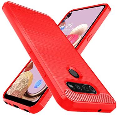 Imagem de Capa para LG K51, capa para LG Reflet, capa para LG Q51, capa protetora de borracha de TPU flexível com absorção de choque para LG K51, LG K51 Case-Red