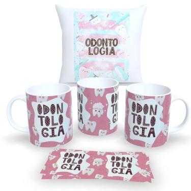 Imagem de Kit Com Almofada 30x30cm e Caneca de Porcelana Coleção Profissões (Odontologia 1)