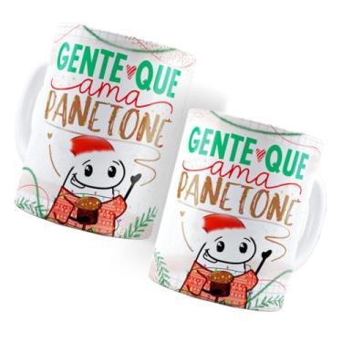 Imagem de Caneca Personalizada Bento Florks Feliz Natal Gente Que Ama Panetone Cerâmica 325ml