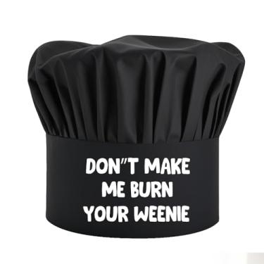 Imagem de WUUCKOO Don't Make Me Burn Chapéu de cozinha engraçado com ajustável, boné de cozinha presentes para famílias, amigos, pai, mãe, churrasco, churrasco, chefe, presente para homens, mulheres, marido