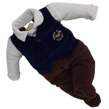 Imagem de Macacao Longo Plush Bebe Menino Inverno Finta Colete 2783 - Chuquinha,