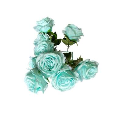 Imagem de Buquê De Rosa Grande Artificial Com 9 Flores YT009 - LM, Azul Serenity