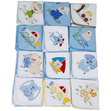 Imagem de Kit Enxoval Bebê Panos De Boca + Fraldas + Cueiro Bordado - Dugu, Masc