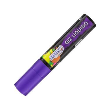 Imagem de Canetão Giz Líquido 15mm BRW 25g Canetão Lousa Vidro Carro, ROXO