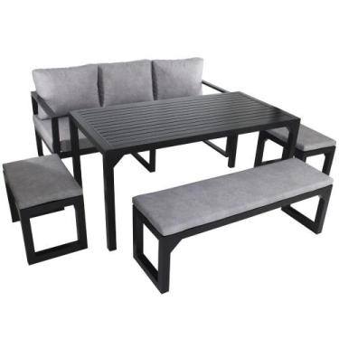 Imagem de Jogo de Mesa, Namoradeira e Bancos Berlim Impermeável em Alumínio - Tr