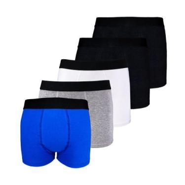 Imagem de Kit com 5 Cuecas Boxer Box Try Basics Algodão Cotton Lisa Básica Casua