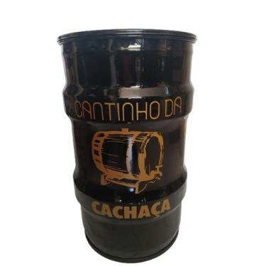 Imagem de Lixeira metalica tambor cantinho da cachaça  vintage tonel 50lt decora