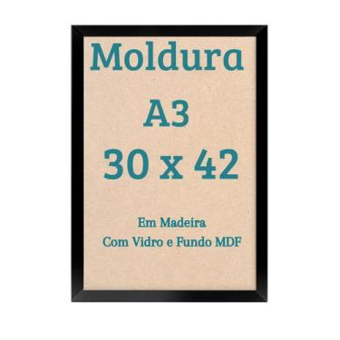Imagem de Moldura A3 30x42 Com Vidro Diploma Foto Certificado Impressão - Belo O