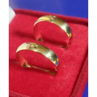 Imagem de Par De alianças Casal Ouro 18 kilates 5 Gtamas 4 mm
