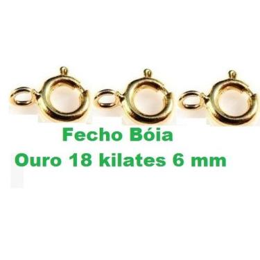 Imagem de 3 Fechos Bóia Ouro 18 kilates 6 mm Para Cordões e Pulseiras - Fecho Bó