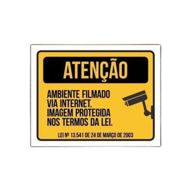 Imagem de Placa Ambiente Monitorado Filmado via Internet 18x23cm