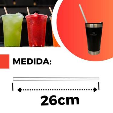 Imagem de 10 Canudo Transparente de Plástico Rígido Reutilizável Stanley Bebida 
