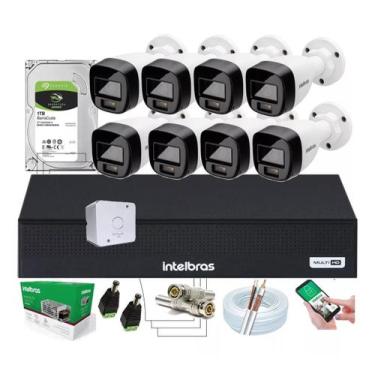 Imagem de Kit 8 Cameras Seguranca Intelbras 3220 Full Color C/ Audio, Dvr 8ch C/
