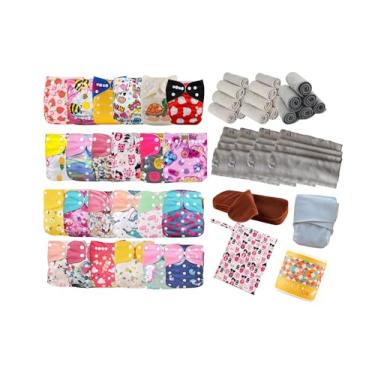Imagem de Fraldas Ecológicas Reutilizáveis Happy Flute - Kit Completo 24 fraldas + 40 Absorventes + acessórios MENINA
